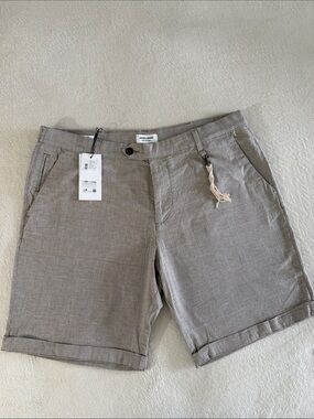 Jack & Jones Men's Light Gray Checked Summer Shorts